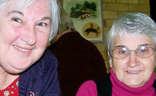 Art of friendship: Gloria Goulding and Nola Mikkelsen talk about the piece of craft before them. Art of friendship: Gloria Goulding and Nola Mikkelsen talk about the piece of craft before them.